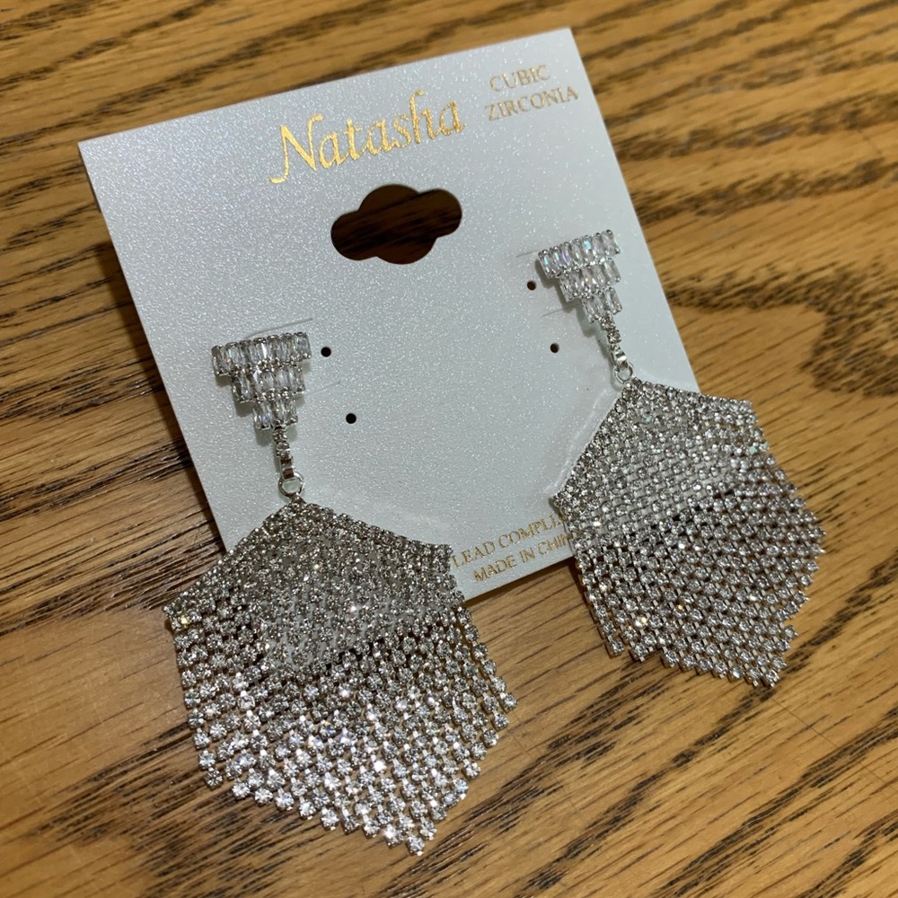 {Natasha} NWT! Cubic Zirconia Fringe Earrings